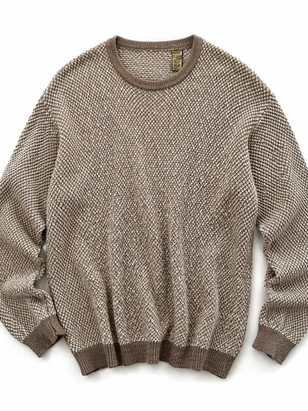 Vintage Textured Knit Sweater / Cotton Linen Blend / Neutral Minimal Crewneck